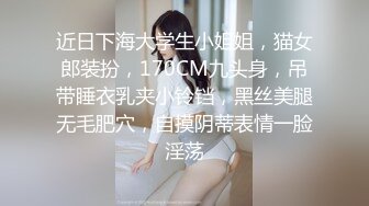 近日下海大学生小姐姐，猫女郎装扮，170CM九头身，吊带睡衣乳夹小铃铛，黑丝美腿无毛肥穴，自摸阴蒂表情一脸淫荡